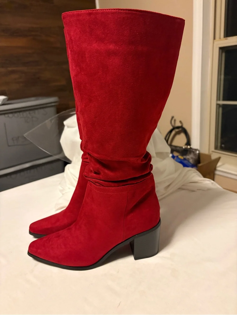 New York & Company Burgundy Suede Over-the-Knee Boots